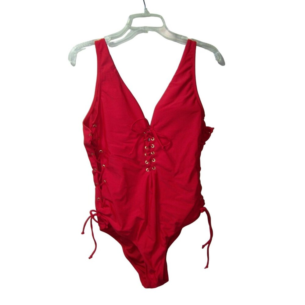 SHEIN New Swimsuit Red Strappy Ties One Piece XL